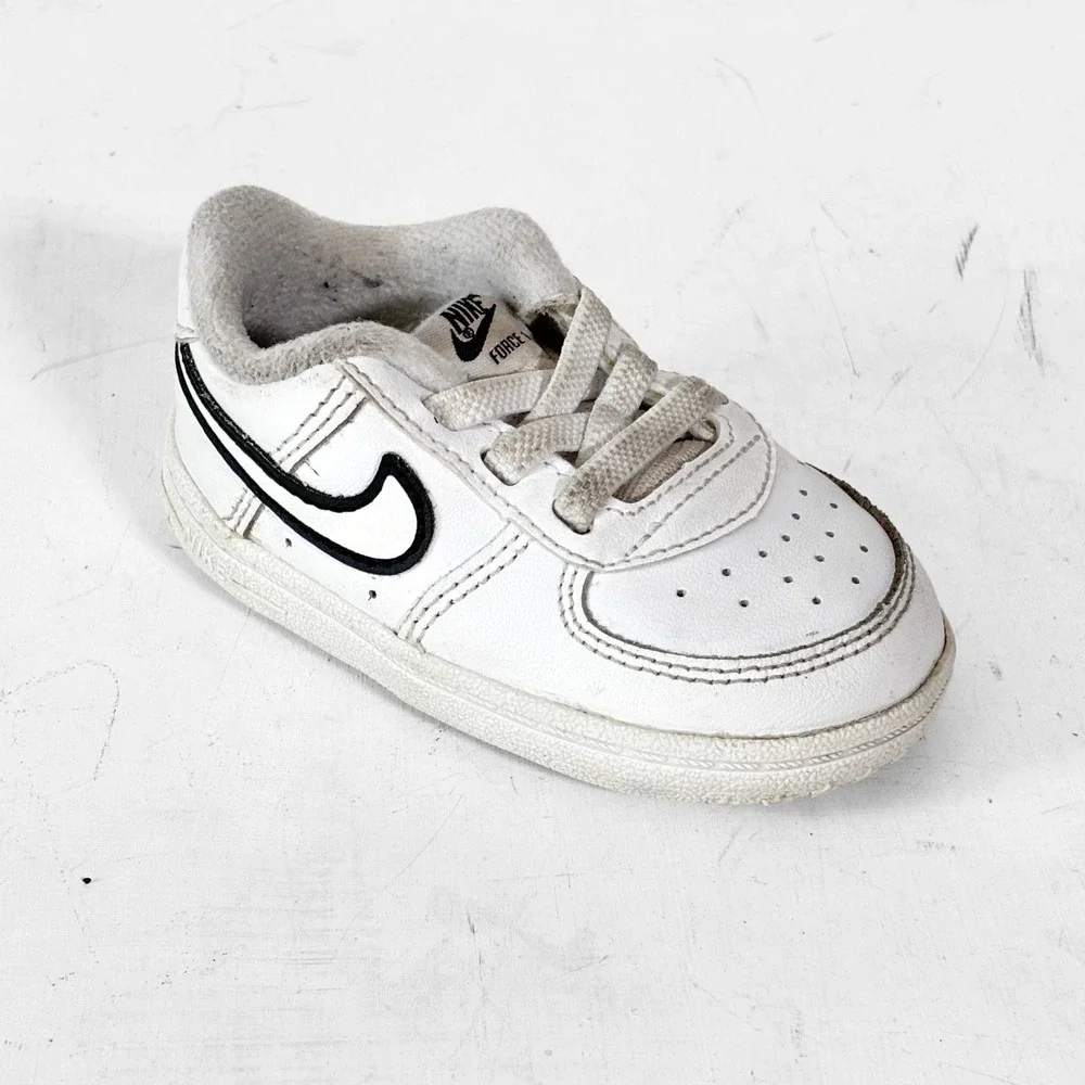 Nike Force 1 Toddler Sneakers White Black Size 4C Low Top Shoes